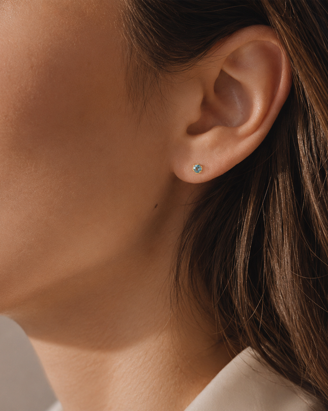March Birthstone Stud Earrings – Aquamarine