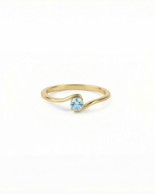 Petit Comité Geboortesteen Ring december blauw topaas