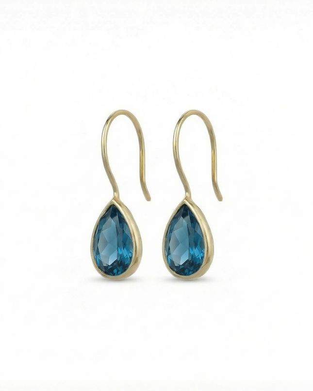 Petit Comité Oorbellen Blauw Topaas Druppel Mini