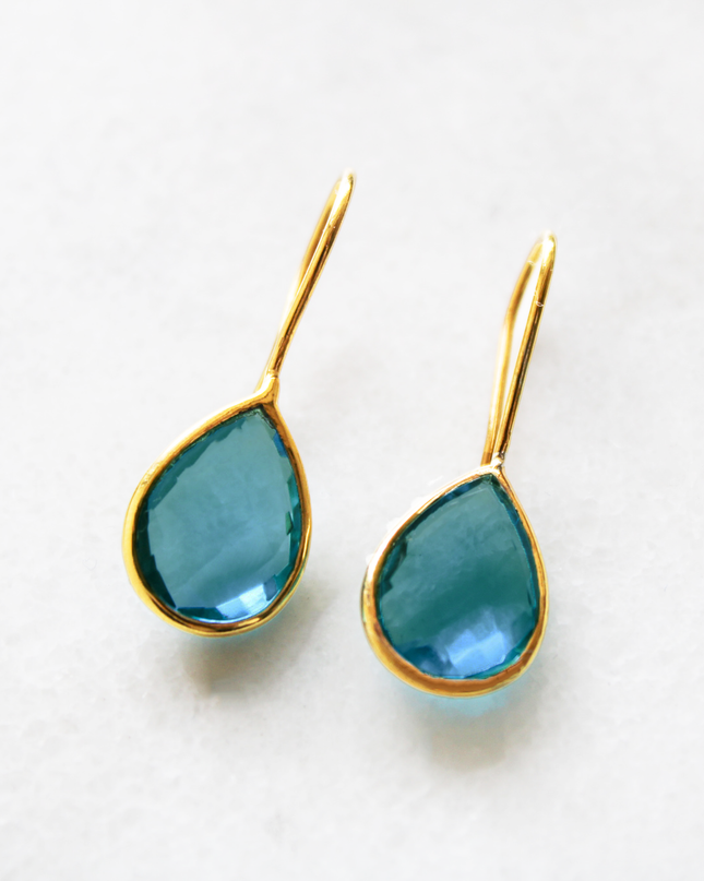 Petit Comité Oorbellen Groene Blauwe Topaas Mini