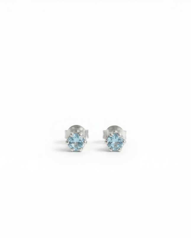 March Birthstone Stud Earrings – Aquamarine