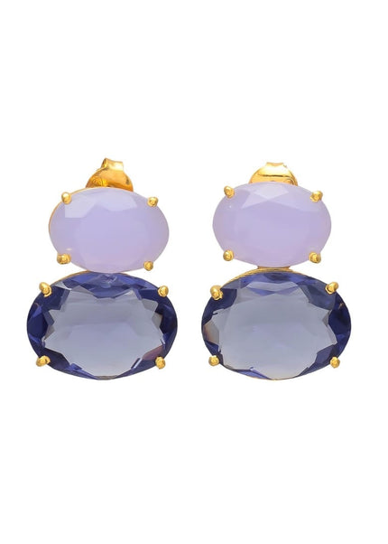 Petit Comité Statement Oorbellen Liv Lavendel Chalcedoon