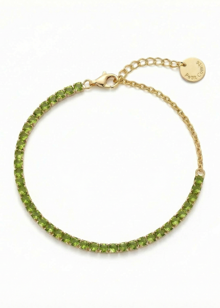 Petit Comité Tennis Bracelet Geboortesteen Augustus Peridoot Diamand