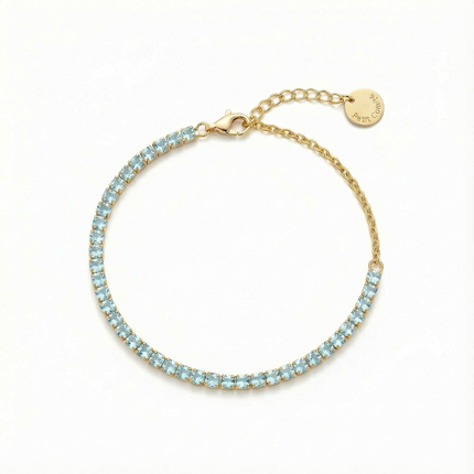 Petit Comité Tennis Bracelet Geboortesteen December Blauwe Topaas Diamand