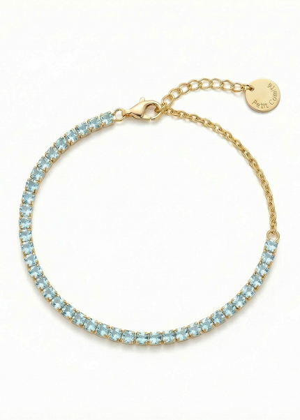 Petit Comité Tennis Bracelet Geboortesteen December Blauwe Topaas Diamand