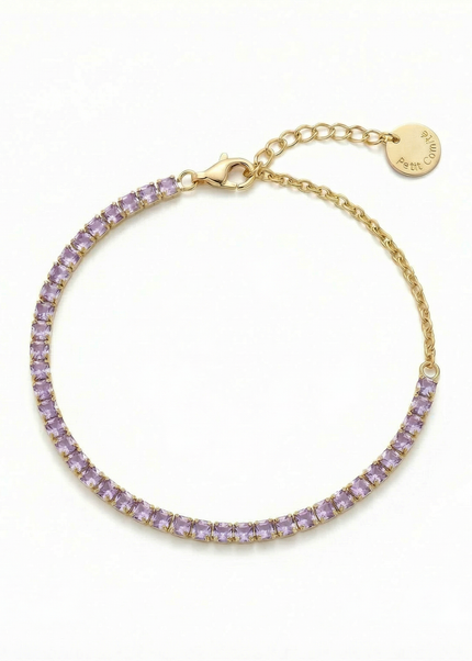 Petit Comité Tennis Bracelet Geboortesteen Februari Amethist Diamand