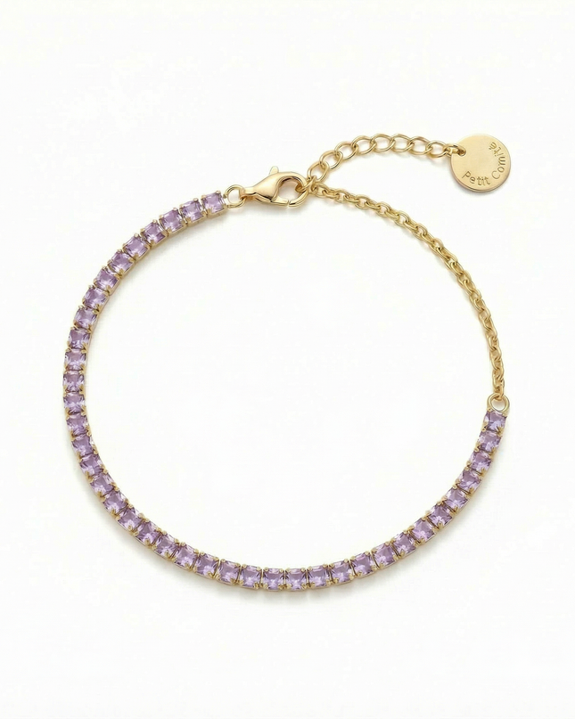 Petit Comité Tennis Bracelet Geboortesteen Februari Amethist Diamand