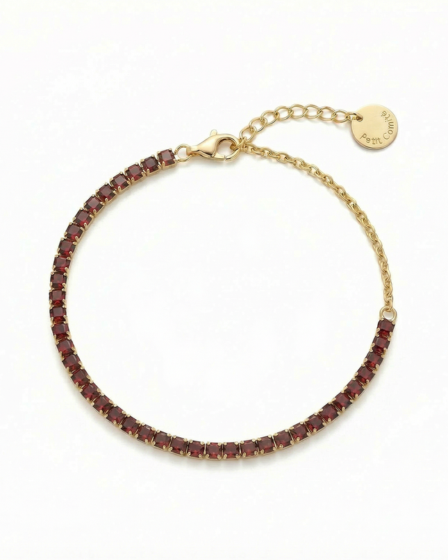 Petit Comité Tennis Bracelet Geboortesteen Januari Granaat Diamand