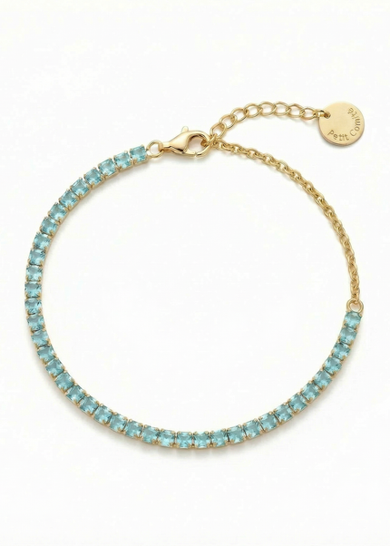 Petit Comité Tennis Bracelet Geboortesteen Maart  Aquamarijn Diamand