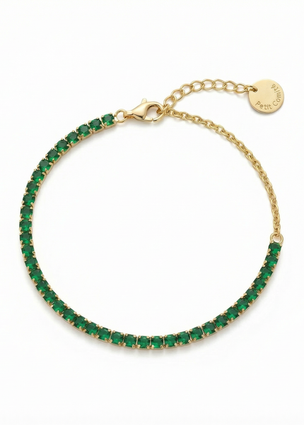 Petit Comité Tennis Bracelet Geboortesteen Mei Smaragd Diamand