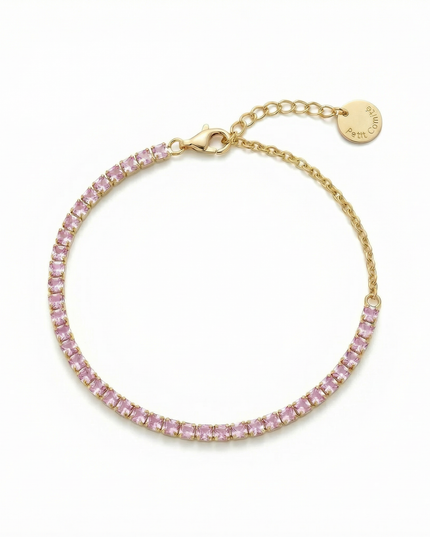 Petit Comité Tennis Bracelet Geboortesteen Oktober Rozenkwarts Diamand