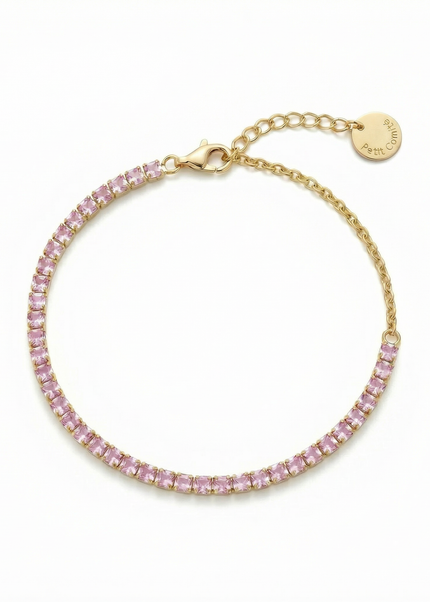 Petit Comité Tennis Bracelet Geboortesteen Oktober Rozenkwarts Diamand