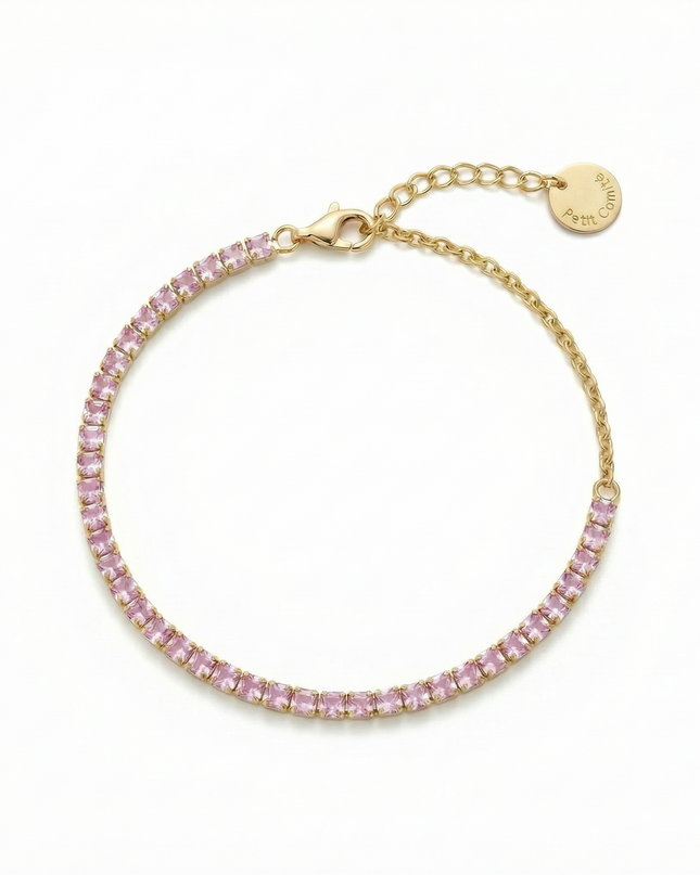 Petit Comité Tennis Bracelet Geboortesteen Oktober Rozenkwarts Diamand