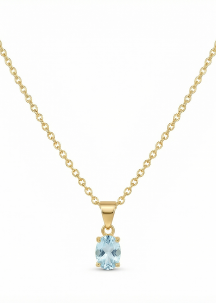 Petit Comité Vintage Ketting Geboortesteen December Blauw Topaas