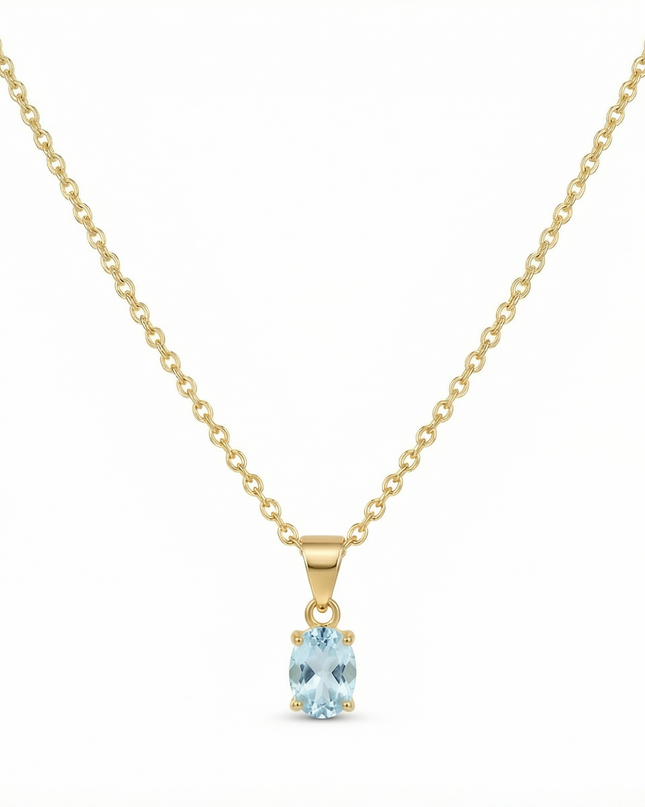 Petit Comité Vintage Ketting Geboortesteen December Blauw Topaas