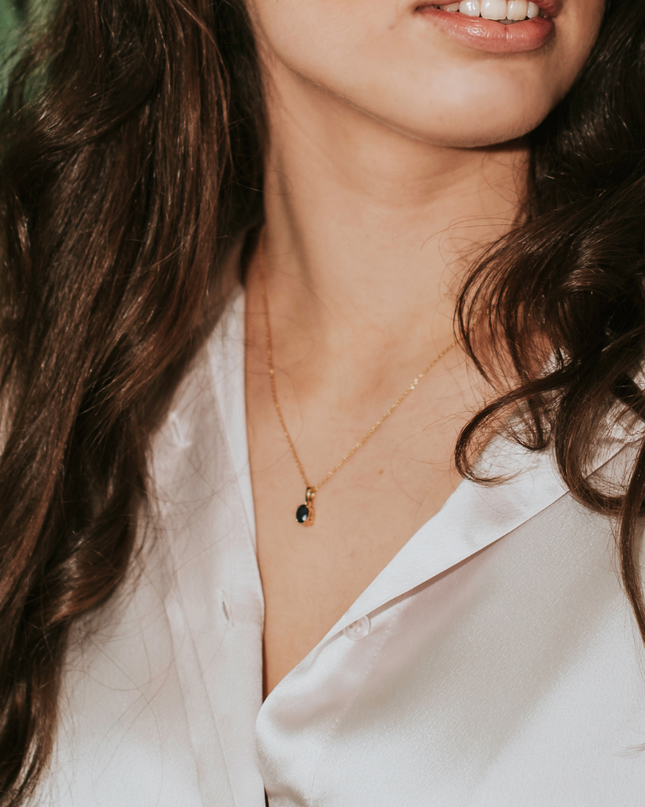 Petit Comité Vintage Ketting Geboortesteen September Saffier