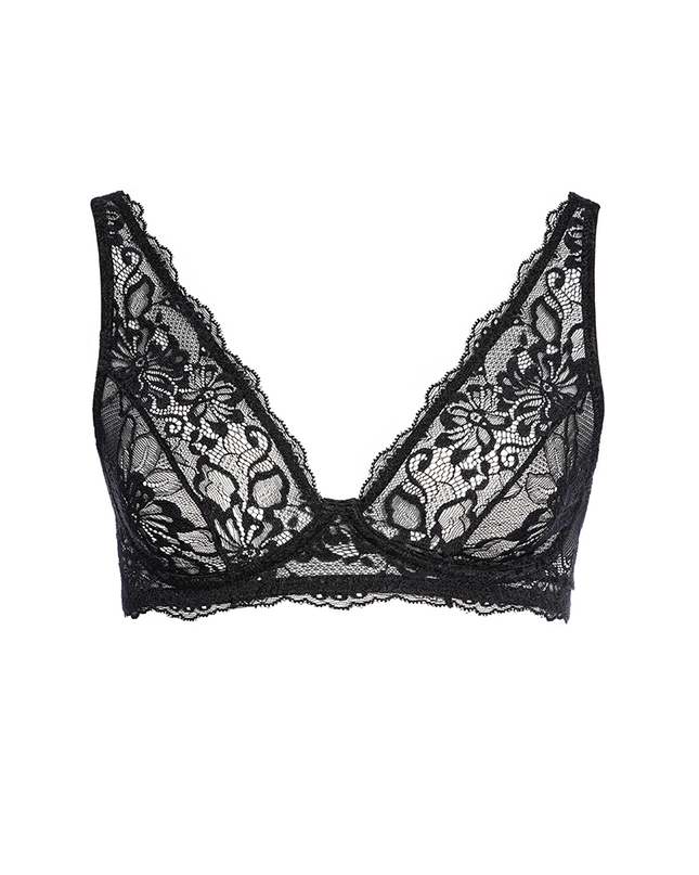 The Seductive skin, bralette, black, front, lace